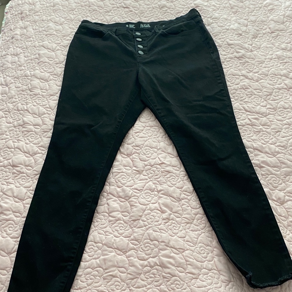 a.n.a Women's Black Skinny Button-Fly Jeans